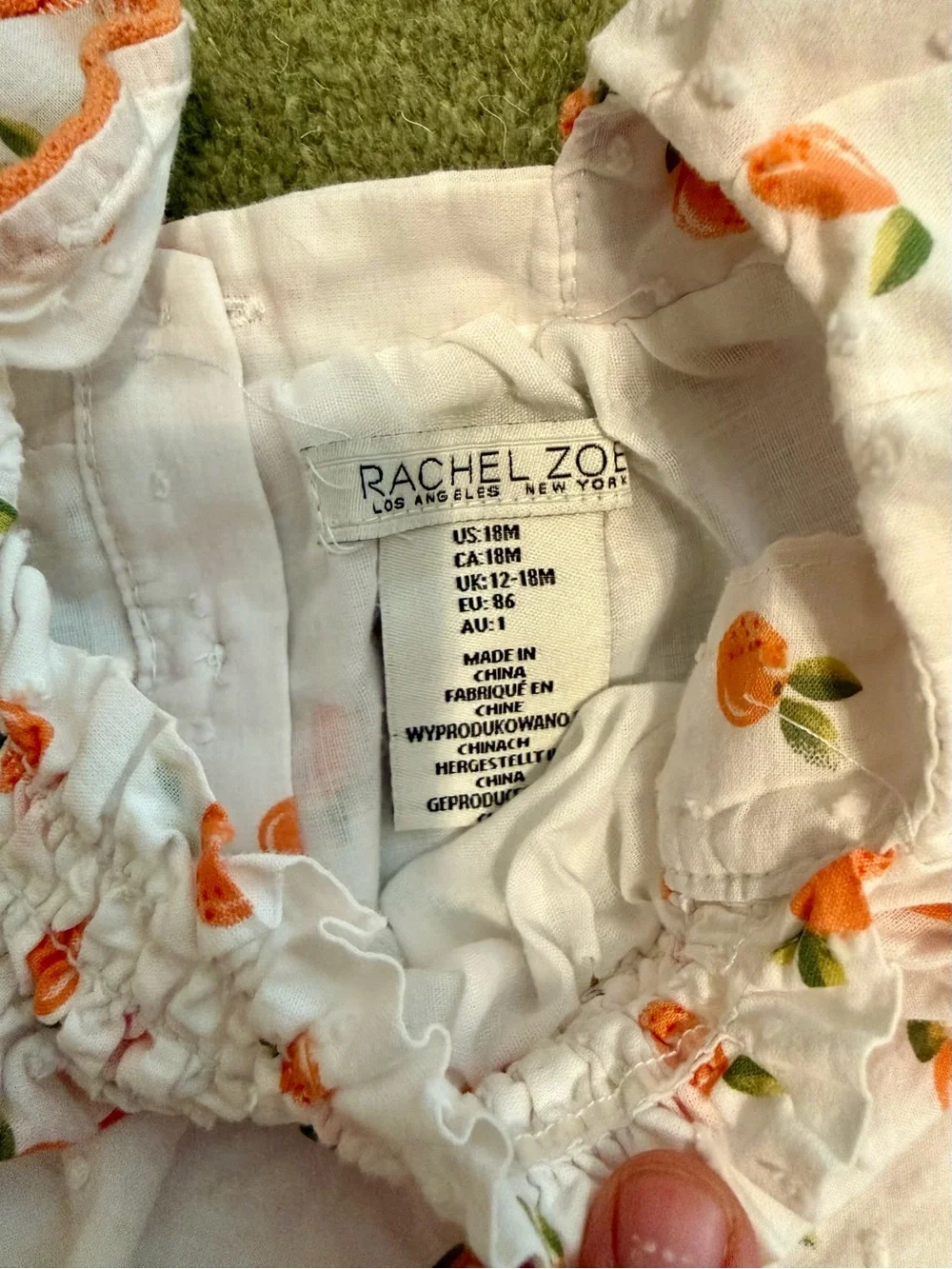 18mo White Orange Print Sundress
